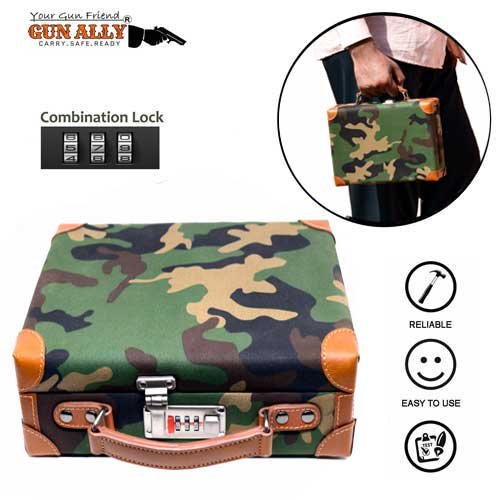 GunAlly Handgun Storage Combination Lock Gun Safe Box Militry Style Gunholster