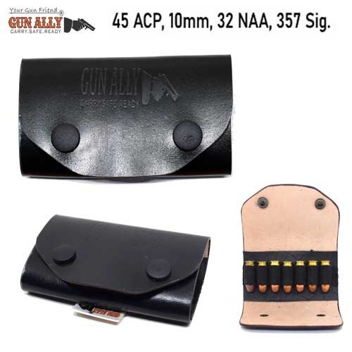 GunAlly Genuine Leather .45 Ammo Carry Pouch Portable & Durable