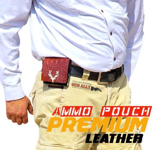 GunAlly Premium Leather Rifle Ammo Carry Bullet Pouch Wallet - Gunholster