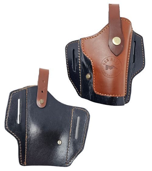 GunAlly OWB Leather Gun Holster for 1911 MSD,Colt,Ithaca .45 Model